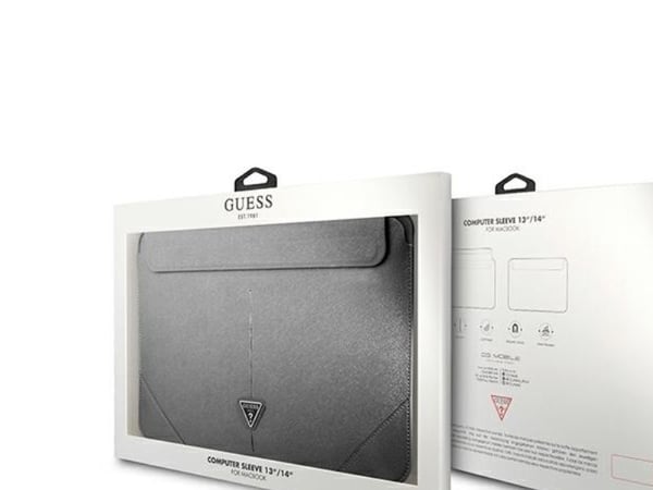 Guess Saffiano Triangle Logo-skal för 14" laptop - silver
