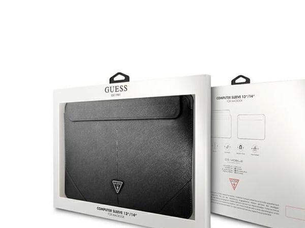 Guess Saffiano Triangle Logo-omslag for 14" laptop - svart