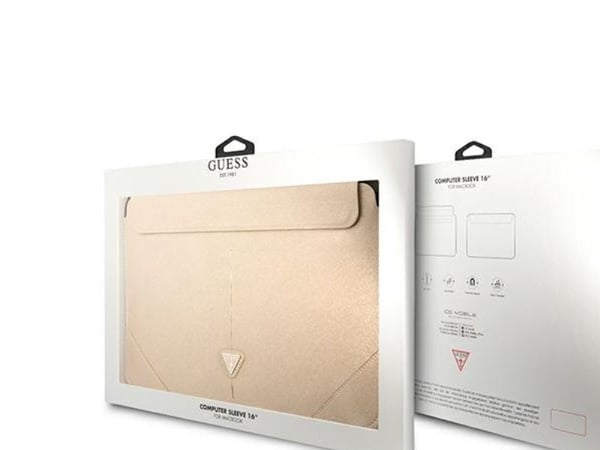 Guess Sleeve GUCS16PSATLE 16" beige / beige Saffiano Triangle Logo