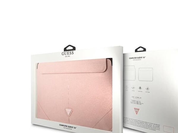Guess Saffiano Triangle Logo-etui til 16" laptop - rosa