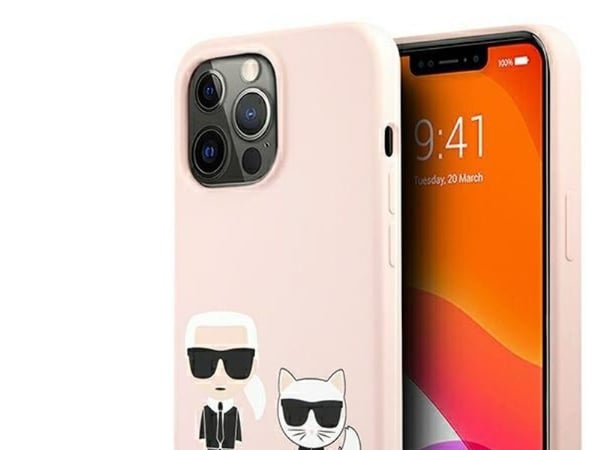 Karl Lagerfeld silikondeksel Ikonik Karl&Choupette MagSafe til iPhone 13 Pro Max - lys rosa