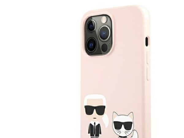 Karl Lagerfeld silikondeksel Ikonik Karl&Choupette MagSafe til iPhone 13 Pro Max - lys rosa