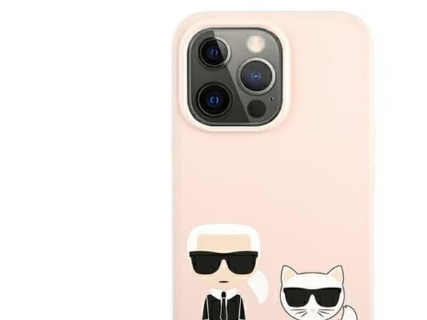 Karl Lagerfeld silikondeksel Ikonik Karl&Choupette MagSafe til iPhone 13 Pro Max - lys rosa