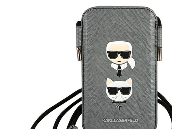 Hurtel Karl Lagerfeld Saffiano Ikonik Karl&Choupette handväska 6,7" - Grå