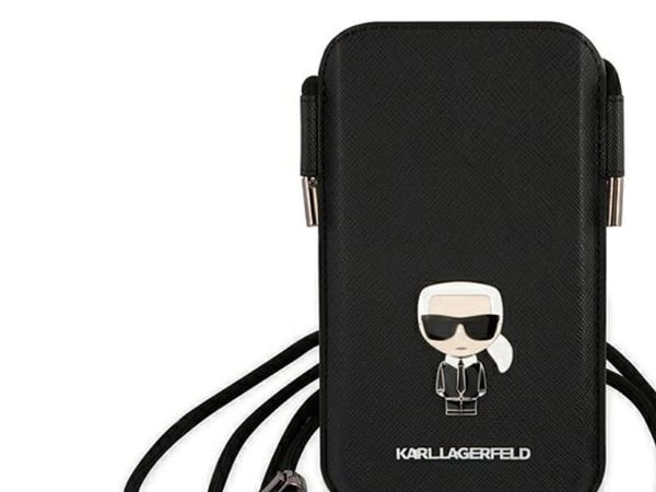 Karl Lagerfeld Saffiano Ikonik Karl 6,7" handväska - svart