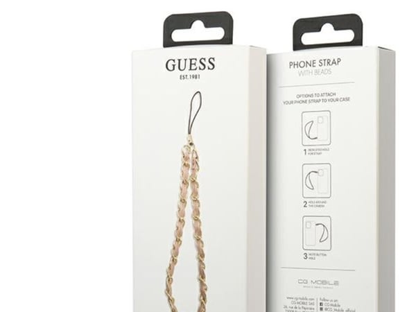 Guess GUSTSAS4P phone strap rosa/pink - kjede i metall - 4G sjarm