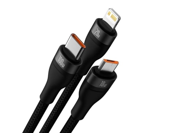 Baseus CASS030101, 1,2 m, USB A/USB C, USB C/Micro-USB B/Lightning, musta