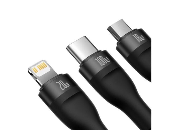 Baseus CASS030101, 1,2 m, USB A/USB C, USB C/Micro-USB B/Lightning, musta