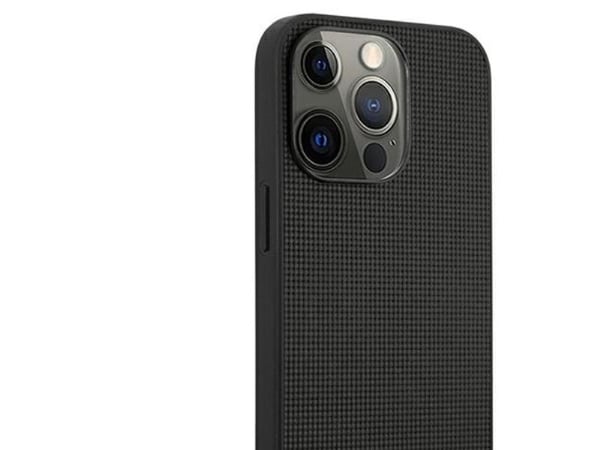 Mercedes lær mesh metall logo-deksel til iPhone 13 Pro / iPhone 13 - svart