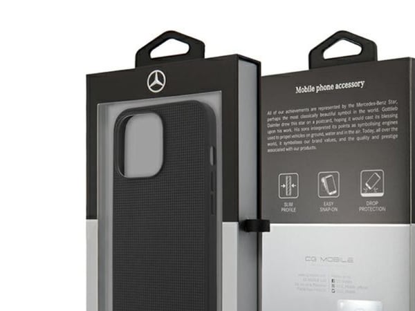 Mercedes MEHCP13LMBLBK iPhone 13 Pro / 13 6,1" czarny/black hardcase Leather Meshed Metal Logo