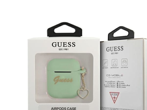 Guess GUA2LSCHSN AirPods-skal grön/grön silikoncharm hjärta - Heart Collection