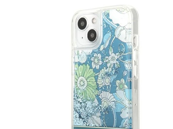 Guess GUHCP13SLFLSN iPhone 13 mini 5,4" grön/grön hårdskal Flower Liquid Glitter