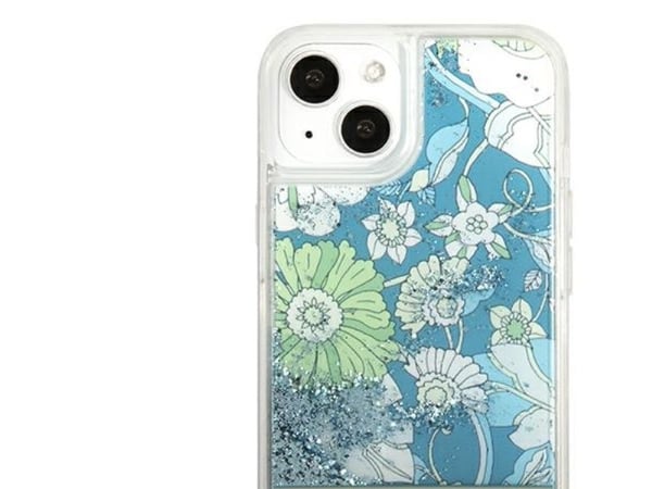 Guess GUHCP13SLFLSN iPhone 13 mini 5,4" grön/grön hårdskal Flower Liquid Glitter