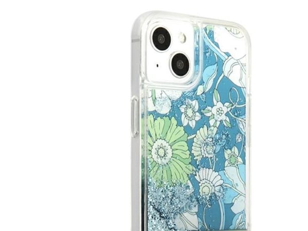 Guess GUHCP13SLFLSN iPhone 13 mini 5,4" grön/grön hårdskal Flower Liquid Glitter
