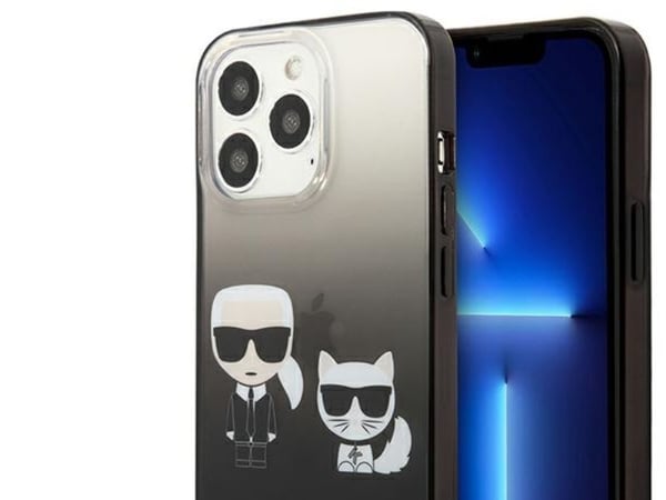 Karl Lagerfeld KLHCP13LTGKCK iPhone 13 Pro / 13 6.1" kovakotelo musta/musta Gradient Ikonik Karl & Choupette Ikonik Karl & Choupette