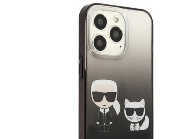 Karl Lagerfeld KLHCP13LTGKCK iPhone 13 Pro / 13 6.1" kovakotelo musta/musta Gradient Ikonik Karl & Choupette Ikonik Karl & Choupette