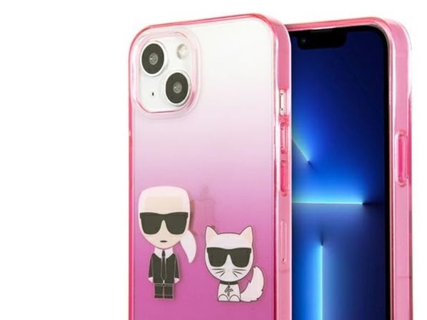 Karl Lagerfeld Gradient Ikonik Karl&Choupette-deksel til iPhone 13 mini - rosa