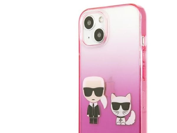 Karl Lagerfeld Gradient Ikonik Karl&Choupette-deksel til iPhone 13 mini - rosa
