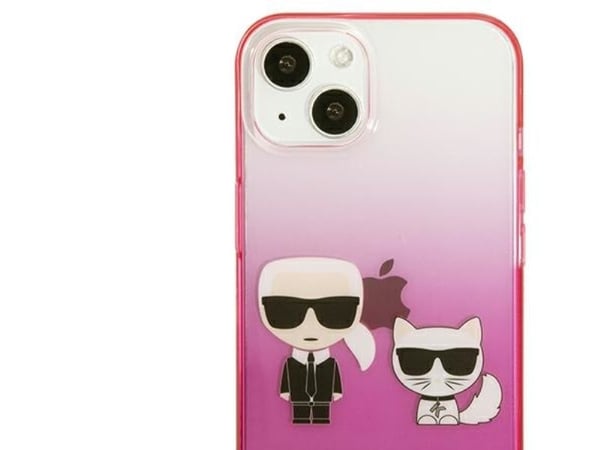 Karl Lagerfeld Gradient Ikonik Karl&Choupette-deksel til iPhone 13 mini - rosa