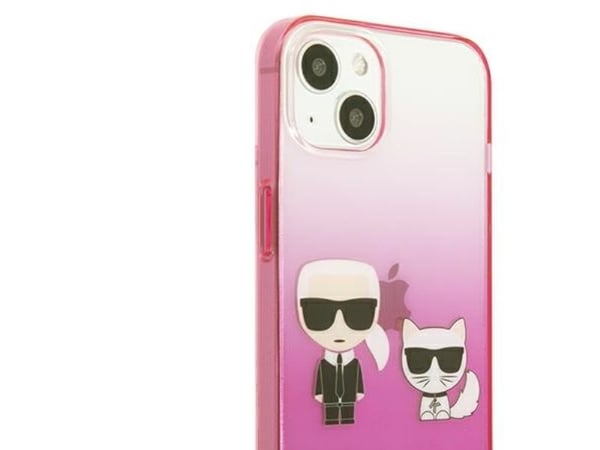 Karl Lagerfeld Gradient Ikonik Karl&Choupette-deksel til iPhone 13 mini - rosa
