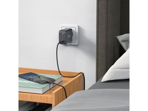 Acefast A29 PD50W GaN (USB-C + USB-C) dobbelportlader - svart