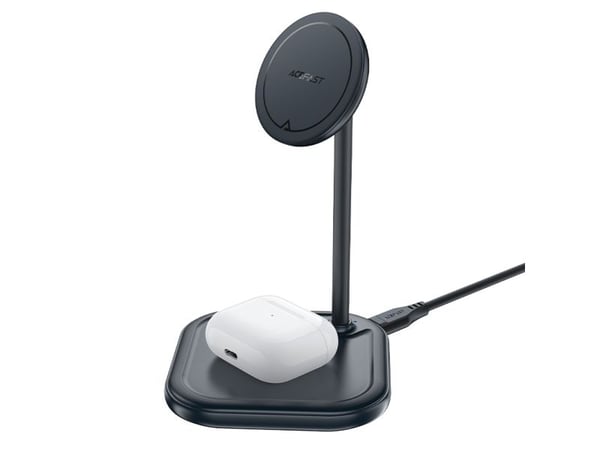 Acefast 15W Qi trådlader til iPhone (med MagSafe) og AirPods stativholder - magnetisk holder, grå (E6 gray)