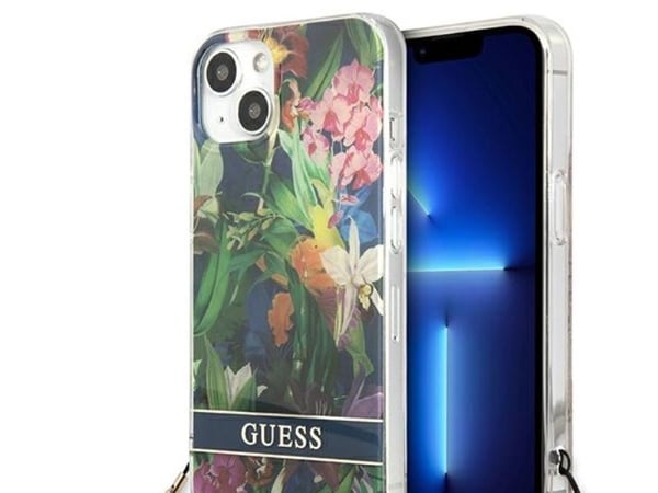Guess GUHCP13SHFLSB iPhone 13 mini 5,4" blå/blå hardcase blomsterrem