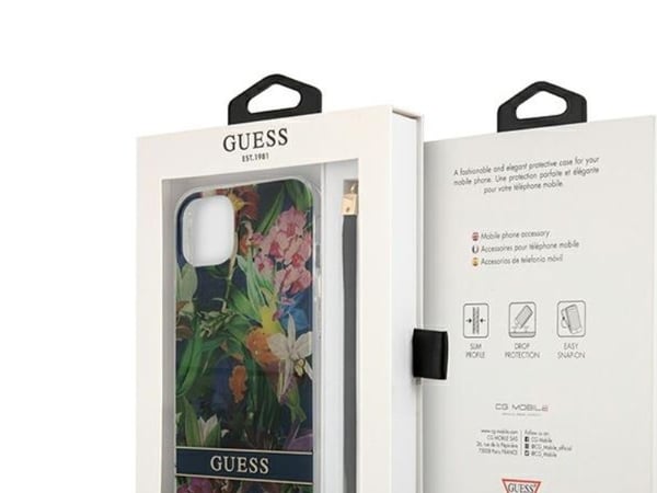 Guess GUHCP13SHFLSB iPhone 13 mini 5.4" sininen/sininen kotelo kukkahihna