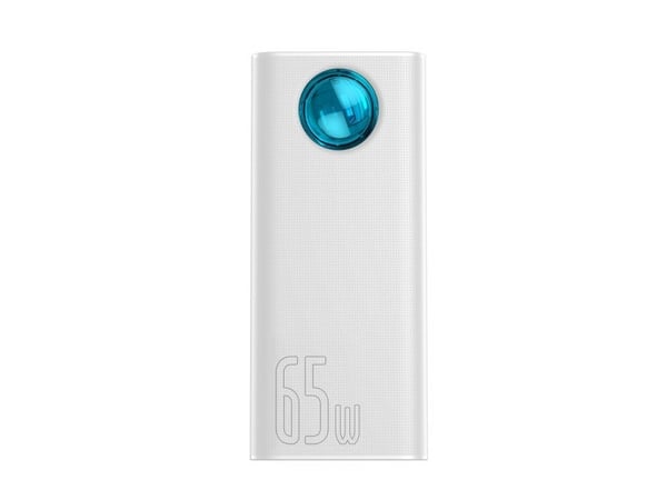 Eksternt batteri Baseus Amblight 30000mAh, 4xUSB, USB-C, 65W - hvit