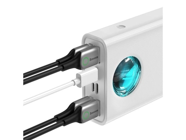 Eksternt batteri Baseus Amblight 30000mAh, 4xUSB, USB-C, 65W - hvit