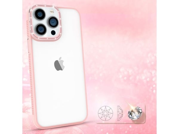 Kingxbar Sparkle Series-deksel til iPhone 13 Pro Max med krystall bakside - pink