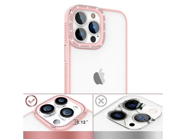 Kingxbar Sparkle Series-deksel til iPhone 13 Pro Max med krystall bakside - pink