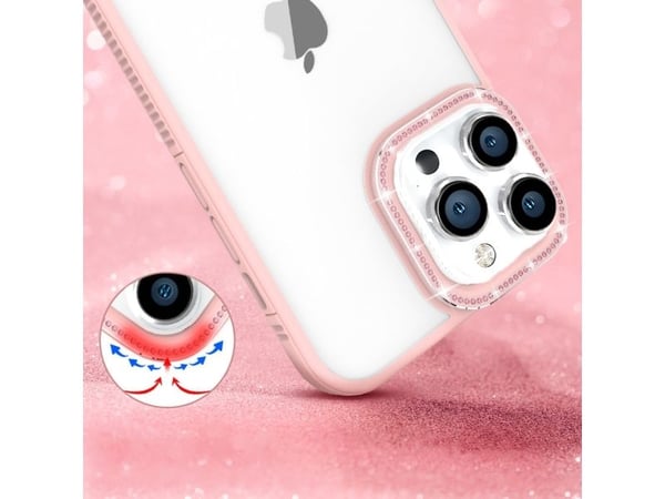 Kingxbar Sparkle Series-deksel til iPhone 13 Pro Max med krystall bakside - pink
