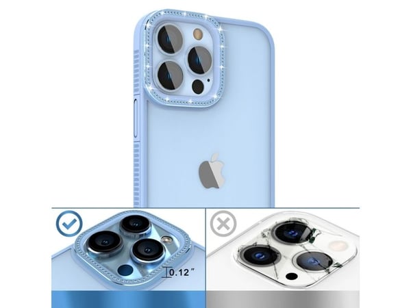 Kingxbar Sparkle Series deksel iPhone 13 Pro Max med krystaller bakside blå
