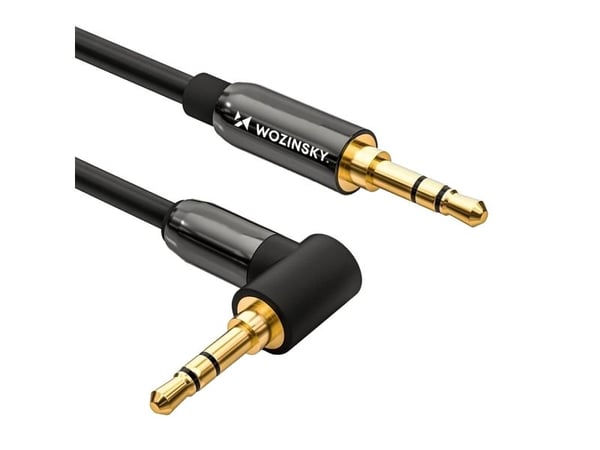 Wozinsky AUX-kabel vinklet (hann-hann) mini jack 1,5 m - svart