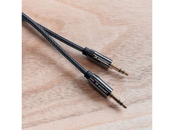 Wozinsky universal mini jack kabel 2x AUX kabel 1,5 m sort