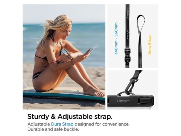 Spigen AquaShield A601, Vattensportaktivitet, Smartphone, Svart, Transparent, 30 m, IPX8