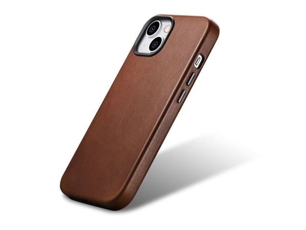 iCarer Oil Wax Premium Leather Case magnetisk lærveske for iPhone 14 Plus med MagSafe brun (WMI14220703-RB)