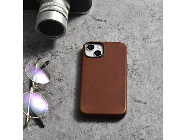 iCarer Oil Wax Premium Leather Case magnetisk lærveske for iPhone 14 Plus med MagSafe brun (WMI14220703-RB)