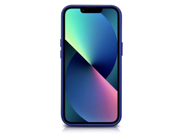 iCarer Litchi premium iPhone 14 Plus i skinn med magnetisk lærdeksel med MagSafe mørkeblå (WMI14220711-DB)