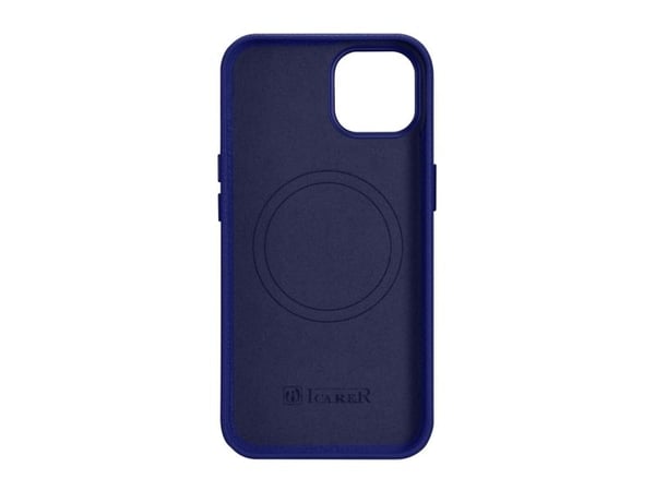 iCarer Litchi premium iPhone 14 Plus i skinn med magnetisk lærdeksel med MagSafe mørkeblå (WMI14220711-DB)