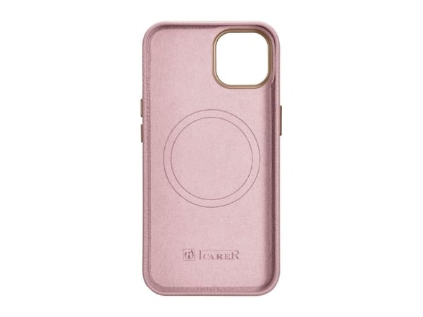 iCarer Litchi premium lær-etui til iPhone 14 Plus - magnetisk lær-etui med MagSafe - rosa (WMI14220711-PK)