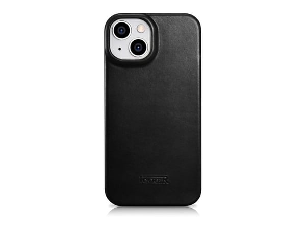 iCarer CE Oil Wax Premium Leather Folio Case iPhone 14 Plus Leather Flip Case Magnetic MagSafe Black (AKI14220707-BK)