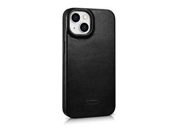 iCarer CE Oil Wax Premium Leather Folio Case iPhone 14 Plus Leather Flip Case Magnetic MagSafe Black (AKI14220707-BK)