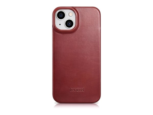 iCarer CE Oil Wax premium lærfutrolje-lommebokveske til iPhone 14 Plus magnetisk flipdeksel MagSafe rød (AKI14220707-RD)