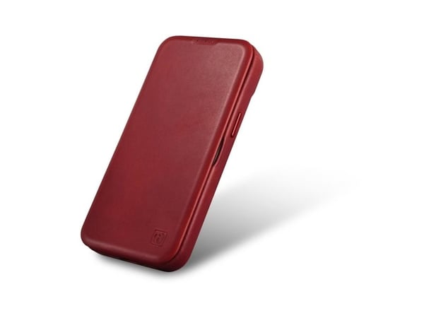 iCarer CE Oil Wax premium lærfutrolje-lommebokveske til iPhone 14 Plus magnetisk flipdeksel MagSafe rød (AKI14220707-RD)