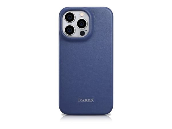 iCarer CE premium lær-etui med magnetisk flip for iPhone 14 Pro MagSafe - blå (WMI14220714-BU)