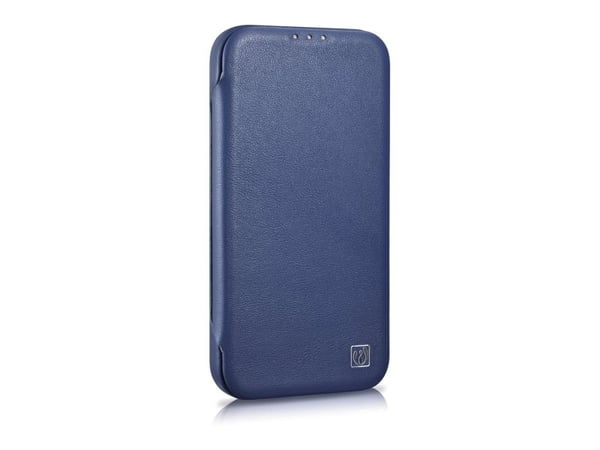 iCarer CE premium lær-etui med magnetisk flip for iPhone 14 Pro MagSafe - blå (WMI14220714-BU)