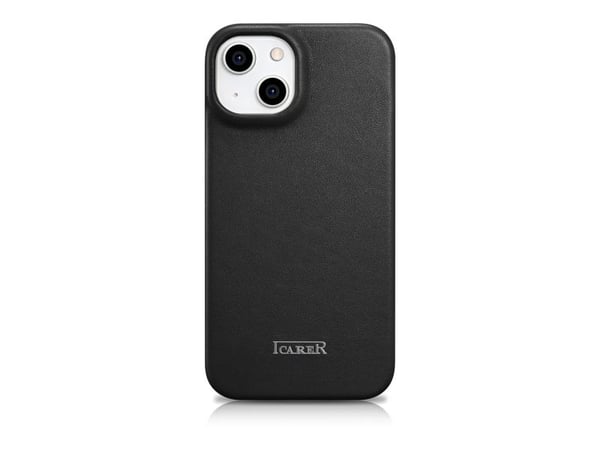 iCarer CE premium lær folioetui til iPhone 14 Plus (magnetisk, MagSafe) sort (WMI14220715-BK)