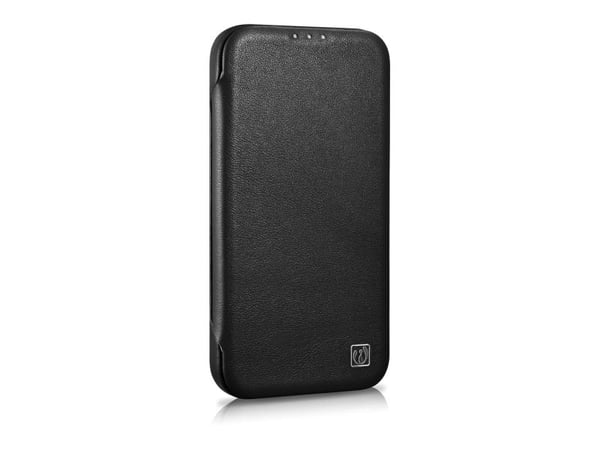 iCarer CE premium lær folioetui til iPhone 14 Plus (magnetisk, MagSafe) sort (WMI14220715-BK)